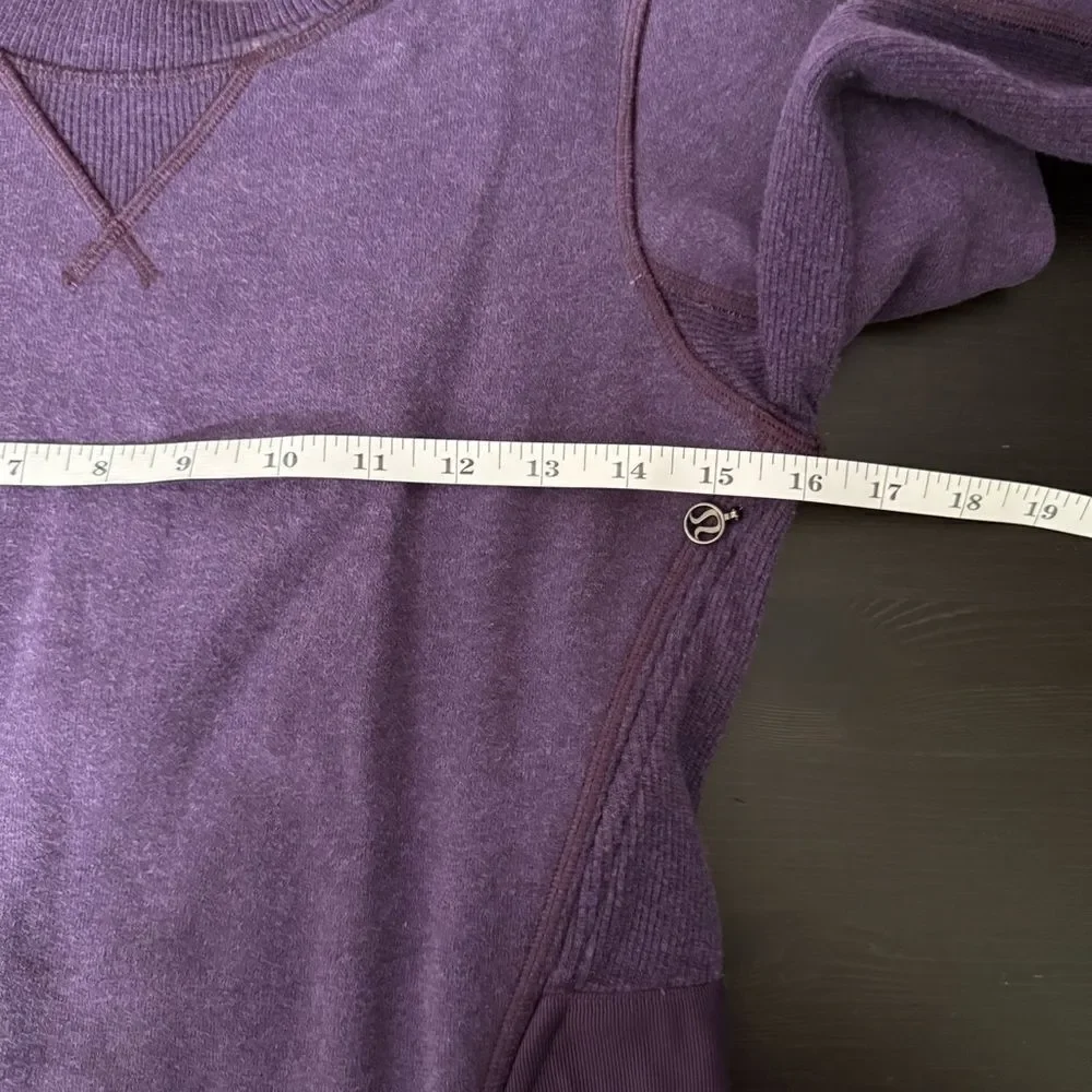 Lululemon Ruffled Up Pullover Womens Sz 4 Purple Crew Neck Long Sleeve Athletic